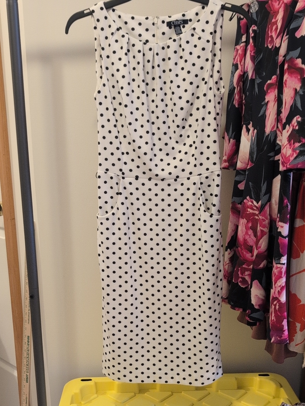 Chaps White Polka Dot Sleeveless Sheath Dress